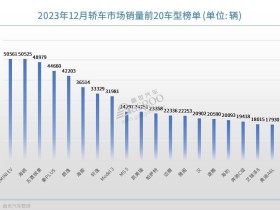 2023年12月轿车销量TOP20：比亚迪5车上榜宏光MINIEV月销再破5万大关